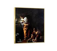 Artemisia Gentileschi Poster Judith and Her Maid Abra Holofernes Print on Canvas Wall Art Reproductions Of Famous Paintings Artwork For Living Room Bedroom Wall Decor40x30cm(16x12in) gold Framed