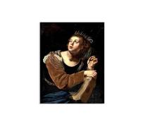 Artemisia Gentileschi Poster St Catherine of Alexandria Print on Canvas Wall Art Reproductions Of Famous Paintings Artwork For Living Room Bedroom Wall Decor65x50cm(26x19in) Frameless