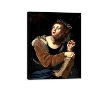 Artemisia Gentileschi Poster St Catherine of Alexandria Print on Canvas Wall Art Reproductions Of Famous Paintings Artwork For Living Room Bedroom Wall Decor65x50cm(26x19in) Black Framed