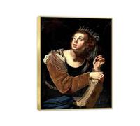 Artemisia Gentileschi Poster St Catherine of Alexandria Print on Canvas Wall Art Reproductions Of Famous Paintings Artwork For Living Room Bedroom Wall Decor80x60cm(32x24in) gold Framed