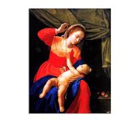 Artemisia Gentileschi Poster Virgin and Child with a Rosary Print on Canvas Wall Art Reproductions Of Famous Paintings Artwork For Living Room Bedroom Wall Decor80x60cm(32x24in) Frameless
