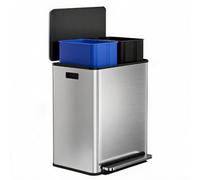 ARTEMOTUS 16 Gallon Dual Compartment Kitchen Trash Can with Soft-Close Lid | Stainless Steel Garbage Bin with Foot Pedal & 2 Removable Inner Buckets,for Kitchen, Office, Bathroom