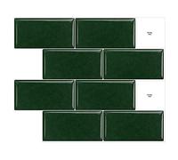 Artemuro 10-Sheets Green Peel and Stick Backsplash Tiles Subway to Spark Up Your Walls - Self Adhesive 3D Mosaics for Kitchen, Bathroom & Vanity - Waterproof Wall Panels (12x10)