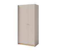Arten Alessio Double Wardrobe 90Cm Sand Beige And Oiled Oak With 2 Doors