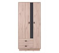 Arten Allmo Compact Double Wardrobe 90Cm Light Estana Oak And Anthracite With Drawers