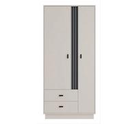 Arten Allmo Double Wardrobe 90Cm Cashmere And Anthracite With Hanging Rail And Drawers