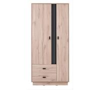 Arten Allmo Double Wardrobe 90Cm Light Estana Oak And Anthracite With 2 Drawers