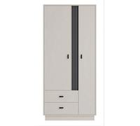 Arten Allmo Slim Double Wardrobe 90Cm Cashmere And Anthracite With 2 Drawers