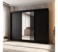 Arten Almeria Black 250Cm Large Mirrored Sliding Door Wardrobe