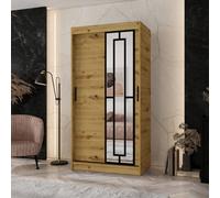 Arten Modena 100Cm Oak Artisan Mirrored Sliding Wardrobe For Compact Calm