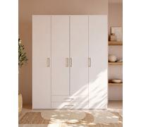 Arten Mora 1 White Matt 4 Door Hinged Wardrobe 162Cm With 2 Drawers, 5 Shelves & 2 Rails