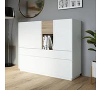 Arten Secret Grey And Valencia Oak Lewisville Highboard With 2 Doors And 1 Drawer - 120 Cm