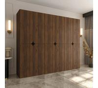 Arten Tempo 270Cm Oak Walnut Triple Wardrobe Set, 12 Hinged Doors