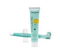 ARTERO Dental Hygiene Pack for Dogs | Toothpaste + Brush + Silicone Finger Wipe | Eliminates Tartar and Bad Breath | Complete Dental Cleaning Kit | Edible Paste | Made in Spain