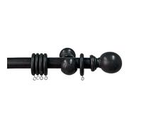 Arterra Living Wooden Curtain Pole Set - Premium Quality Curtain Rail Poles - 28 Diameter Natural Wood Finials Balls Rings, Fixed Length, ideal for Home, Kitchen,Living Room,Office (Dark Grey, 180 cm)
