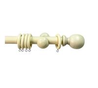 Arterra Living Wooden Curtain Pole Set - Premium Quality Curtain Rail Poles - 28 Diameter Natural Wood Finials Balls Rings, Fixed Length, ideal for Home, Kitchen,Living Room,Office (Cream, 150 cm)
