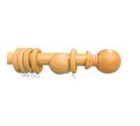 Arterra Living Wooden Curtain Pole Set - Premium Quality Curtain Rail Poles - 28 Diameter Natural Wood Finials Balls Rings, Fixed Length, ideal for Home, Kitchen,Living Room,Office (Natural, 180 cm)