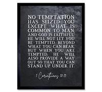 Artery8 1 Corinthians 10:13 He will Not Let You Be Tempted Christian Bible Verse Quote Scripture Typography Artwork Framed Wall Art Print 9X7 Inch
