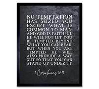 Artery8 1 Corinthians 10:13 He will Not Let You Be Tempted Christian Bible Verse Quote Scripture Typography Art Print Framed Poster Wall Decor 12x16 inch