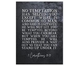 Artery8 1 Corinthians 10:13 He will Not Let You Be Tempted Christian Bible Verse Quote Scripture Typography Art Print Canvas Premium Wall Decor Poster Mural