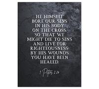 Artery8 1 Peter 2:24 He Himself Bore Our Sins Christian Bible Verse Quote Scripture Typography Art Print Canvas Premium Wall Decor Poster Mural
