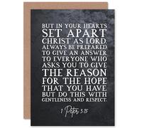 Artery8 1 Peter 3:15 Set Apart Christ As Lord Christian Bible Verse Quote Scripture Typography Sealed Greeting Card Plus Envelope Blank inside
