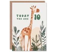 Artery8 10th Birthday Card Cute Fun Giraffe Today You Are Age 10 Year Old Child For Son Daughter Girl Boy Happy Card