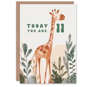 Artery8 11th Birthday Card Cute Fun Giraffe Today You Are Age 11 Year Old Child For Son Daughter Girl Boy Happy Card