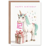 Artery8 12th Birthday Card Unicorn Stars Present Fun Kids Age 12 Year Old Child For Son Daughter Girl Boy Happy Card