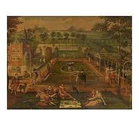 Artery8 16th Century Pleasure Garden Wall Art Print : Elegant Historical Painting for Living Room or Hallway Romantic Scene Ideal for Classic Home Decor Themes