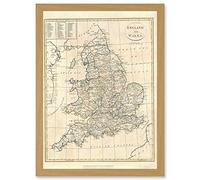 Artery8 1799 Clement Cruttwell Map England Historic Iconic A4 Artwork Framed Wall Art Print