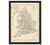 1799 Clement Cruttwell Map England Historic Iconic A4 Artwork Framed Wall Art Print