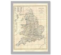 Artery8 1799 Clement Cruttwell Map England Historic Iconic A4 Artwork Framed Wall Art Print in Light Grey Artery8 Light Grey