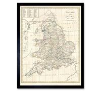 Wee Blue Coo 1799 Clement Cruttwell Map England Vintage Art Print Framed Poster Wall Decor 12X16 Inch