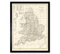 Wee Blue Coo 1799 Clement Cruttwell Map England Vintage Art Print Framed Poster Wall Decor 12X16 Inch
