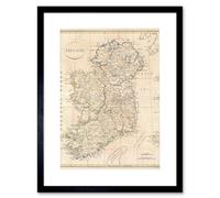Wee Blue Coo 1799 Clement Cruttwell Map Ireland Vintage 12x16" Framed Wall Art Print, Cream