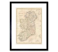 Artery8 1799 Clement Cruttwell Map Ireland Vintage 12X16" Framed Wall Art Print