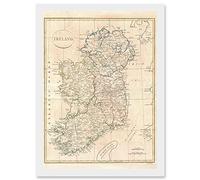 Artery8 1799 Clement Cruttwell Map Ireland Vintage A4 Artwork Framed Wall Art Print in White Artery8 White