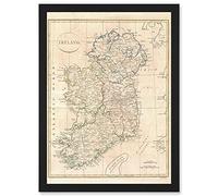 Artery8 1799 Clement Cruttwell Map Ireland Vintage A4 Artwork Framed Wall Art Print