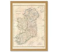 Artery8 1799 Clement Cruttwell Map Ireland Vintage A4 Artwork Framed Wall Art Print in Light Oak Artery8 Light Oak
