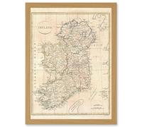 Artery8 1799 Clement Cruttwell Map Ireland Vintage A4 Artwork Framed Wall Art Print in Light Oak Artery8 Light Oak
