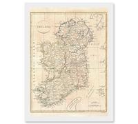 Artery8 1799 Clement Cruttwell Map Ireland Vintage A4 Artwork Framed Wall Art Print in White Artery8 White
