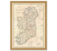 Artery8 1799 Clement Cruttwell Map Ireland Vintage Artwork Framed A3 Wall Art Print