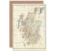 Artery8 1799 Clement Cruttwell Map Scotland Birthday Greetings Card in Beige Artery8 Beige