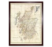 Artery8 1799 Clement Cruttwell Map Scotland Vintage 12x16" Framed Art Print in Brown | Size: W12" x H16" Artery8 Brown W12" x H16"