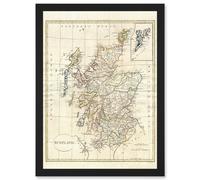 Artery8 1799 Clement Cruttwell Map Scotland Vintage Historic Iconic A4 Artwork Framed Wall Art Print