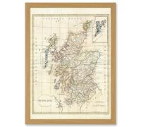 Artery8 1799 Clement Cruttwell Map Scotland Vintage Historic Iconic A4 Artwork Framed Wall Art Print