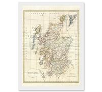 Artery8 1799 Clement Cruttwell Map Scotland Vintage Historic Iconic A4 Artwork Framed Wall Art Print