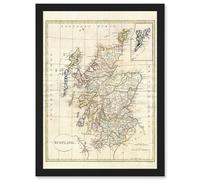Artery8 1799 Clement Cruttwell Map Scotland Vintage Historic Iconic Wall Art Print - A4 Size