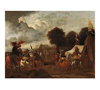 Artery8 17th Century Army Camp Art Print Canvas Premium Wall Decor Poster Mural